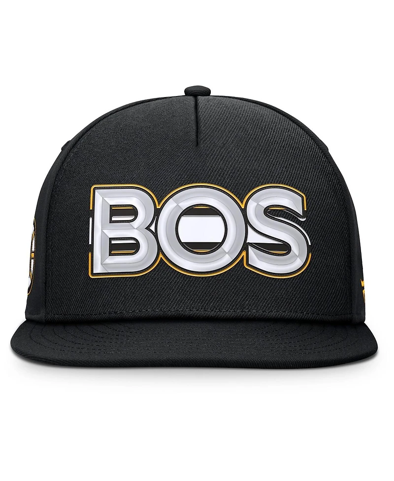 Fanatics Men's Black Boston Bruins Authentic Pro Rink Team Code Snapback Hat