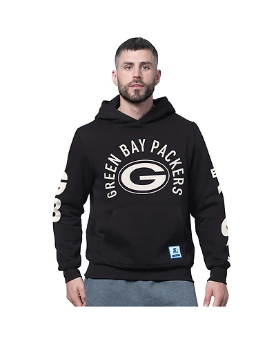 Starter Men's Black Green Bay Packers Handoff Fleece Hoodie Sweatshirt