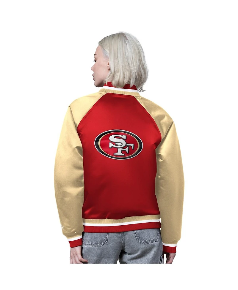 Starter Women's Scarlet/Gold San Francisco 49ers Satin Full-Snap Varsity Jacket
