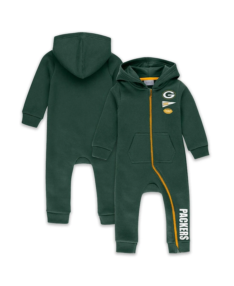 Wear by Erin Andrews Baby Boys and Girls Green Bay Packers Hooded Fleece Coverall