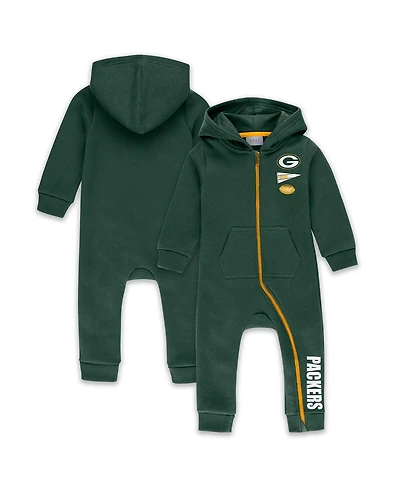 Wear by Erin Andrews Baby Boys and Girls Green Bay Packers Hooded Fleece Coverall