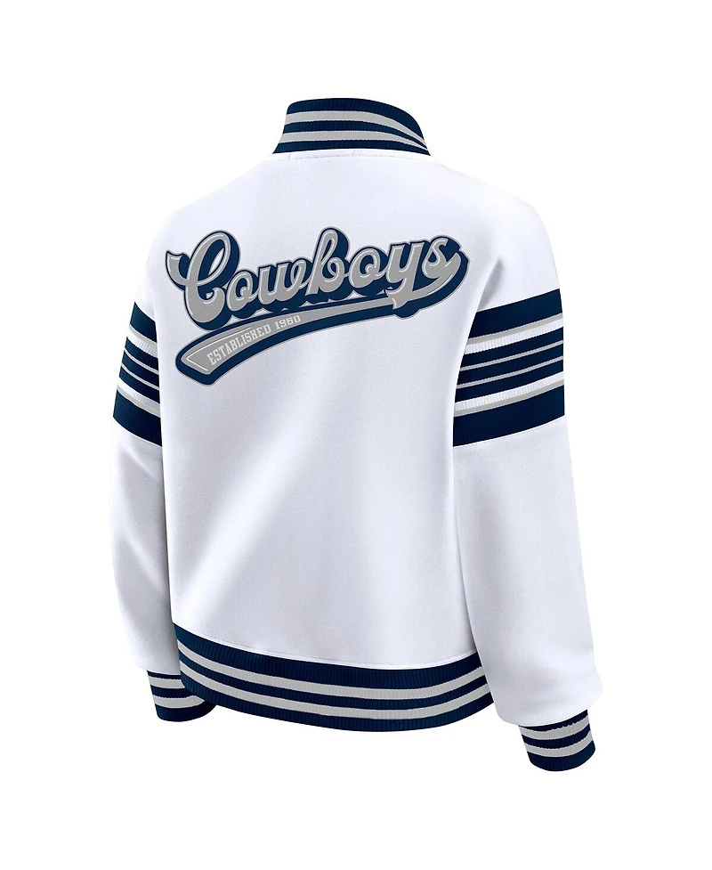 Wear by Erin Andrews Women's White Dallas Cowboys Plus Full-Snap Fleece Sweatshirt Jacket