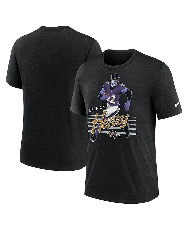 Nike Men's Derrick Henry Heather Black Baltimore Ravens Player Graphic T-Shirt