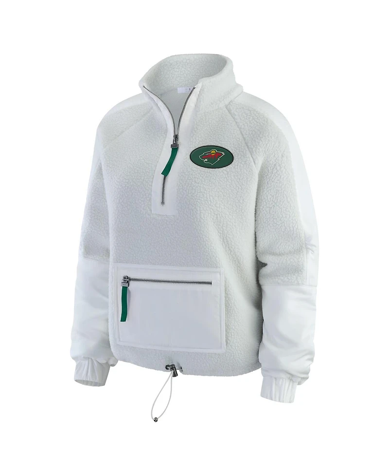 Wear by Erin Andrews Women's Gray Minnesota Wild Polar Fleece Quarter-Zip Jacket