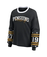 Wear by Erin Andrews Women's Black Pittsburgh Penguins Long-Sleeve Sport T-Shirt