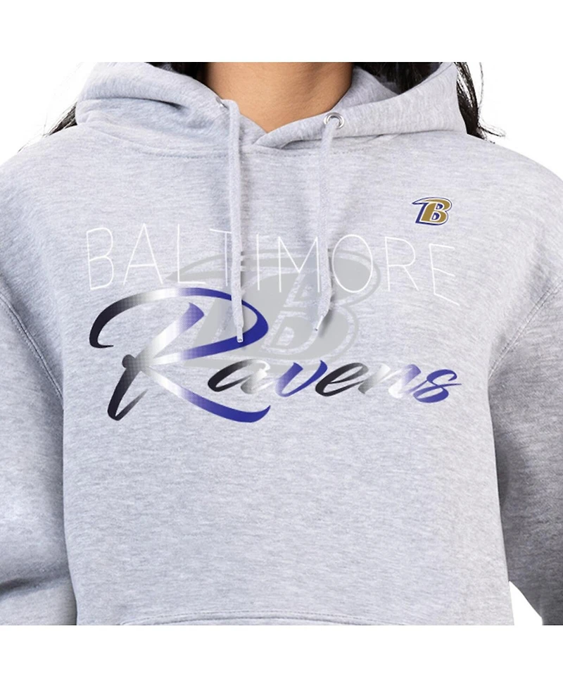 G-iii 4Her by Carl Banks Women's Gray Baltimore Ravens Shadow Logo Fleece Pullover Hoodie