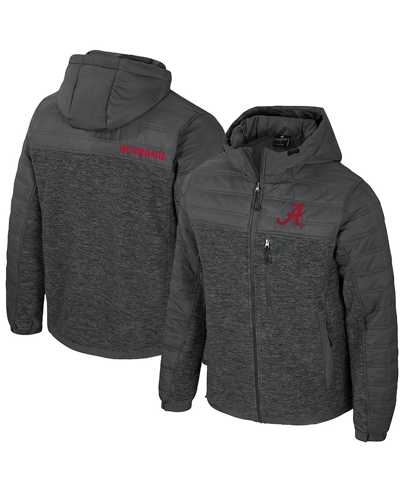 Colosseum Men's Charcoal Alabama Crimson Tide Nightman Full-Zip Hoodie Puffer Jacket