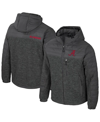 Colosseum Men's Charcoal Alabama Crimson Tide Nightman Full-Zip Hoodie Puffer Jacket