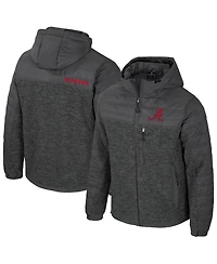 Colosseum Men's Charcoal Alabama Crimson Tide Nightman Full-Zip Hoodie Puffer Jacket