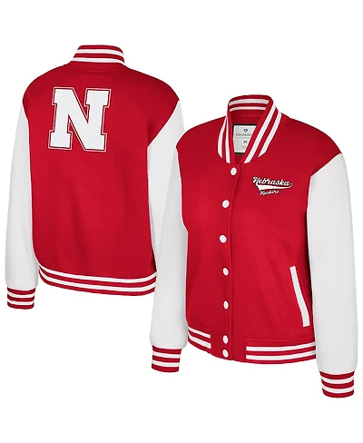 Colosseum Women's Texas Scarlet Nebraska Huskers French Baguette Full Snap Fleece Jacket