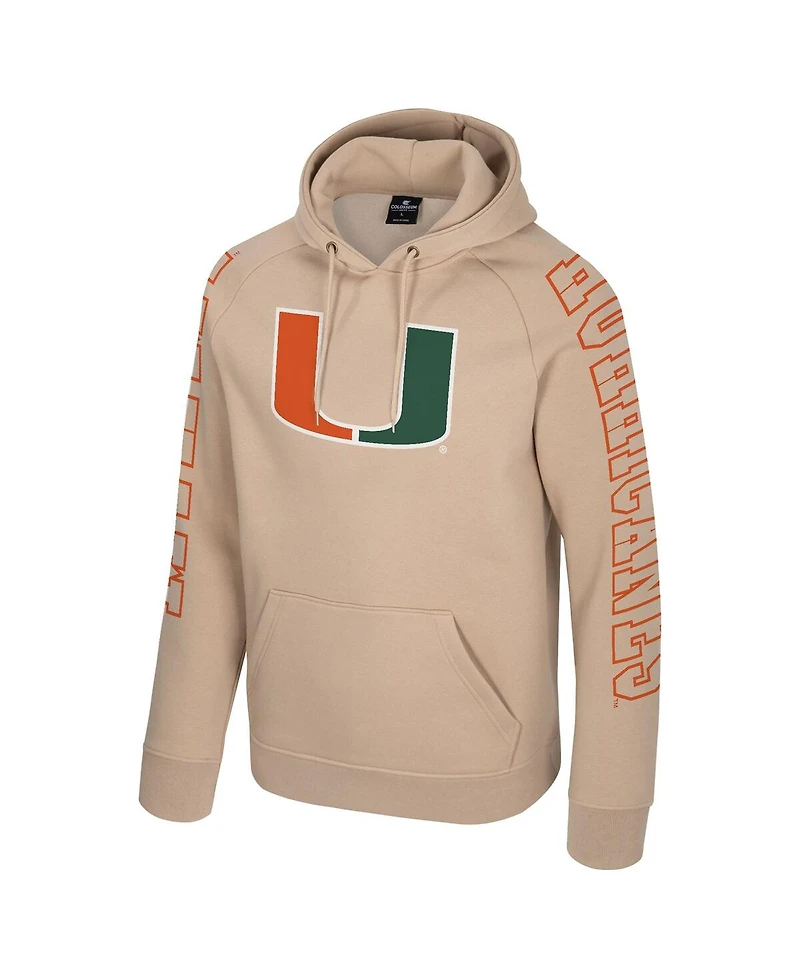 Colosseum Men's Tan Miami Hurricanes Big Break Raglan Hoodie