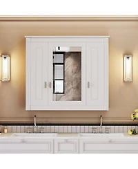 Casainc Wall-Mounted Bathroom Cabinet with Mirror and 4 Adjustable Shelves, Bathroom Storage Solution