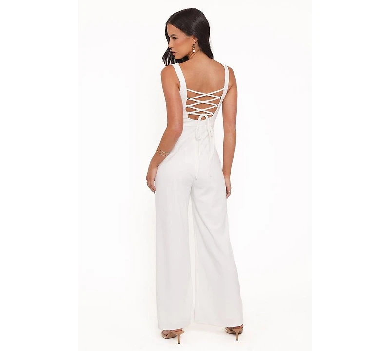 Petal and Pup Women's Brenda Lace Back Jumpsuit - White