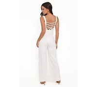 Petal and Pup Women's Brenda Lace Back Jumpsuit - White