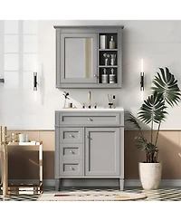 Casainc 30'' Bathroom Vanity with Top Sink, Mirror Cabinet