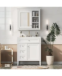Casainc 30'' Bathroom Vanity with Top Sink, Mirror Cabinet