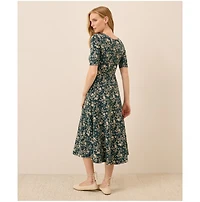 Pact Women's Organic Cotton Fit & Flare Scoop Midi Dress