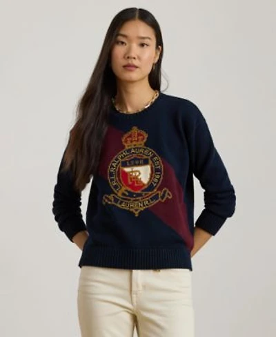 Lauren Ralph Lauren Womens Riednee Crest Combed Pull On Sweater