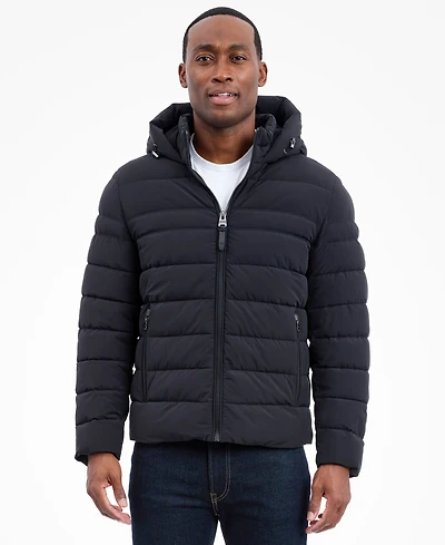 Michael Kors Men's Dressy Hooded Stretch Packable Jacket
