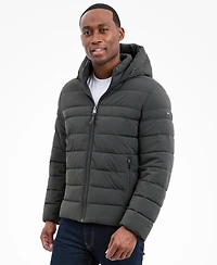 Michael Kors Men's Dressy Hooded Stretch Packable Jacket