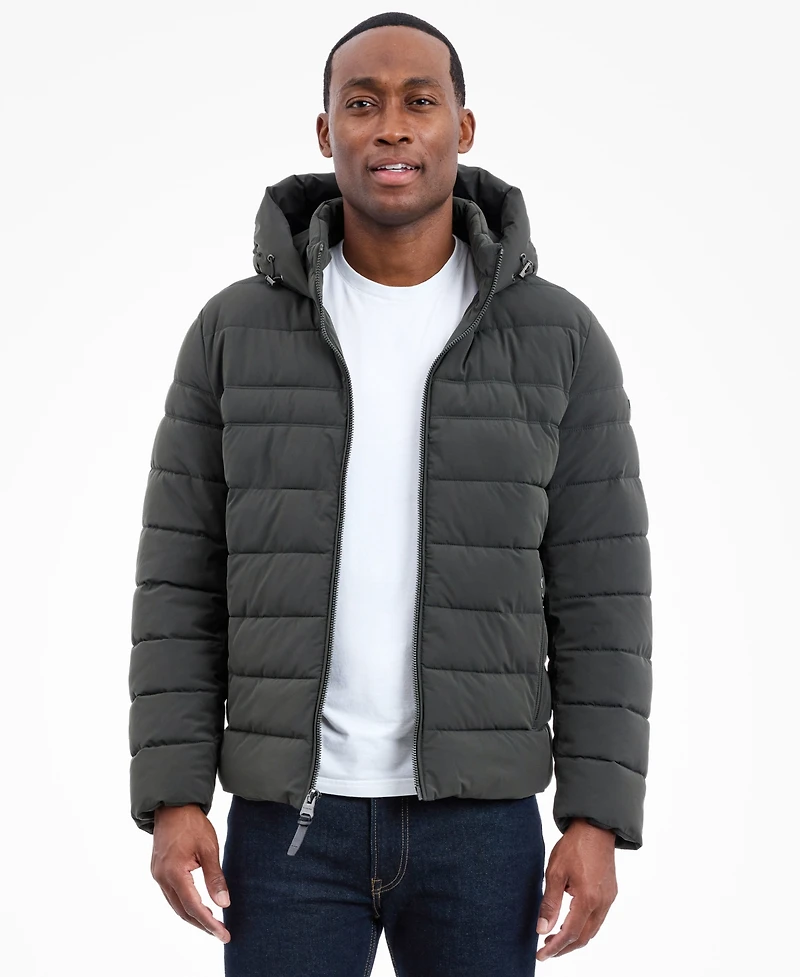 Michael Kors Men's Dressy Hooded Stretch Packable Jacket