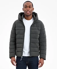 Michael Kors Men's Dressy Hooded Stretch Packable Jacket