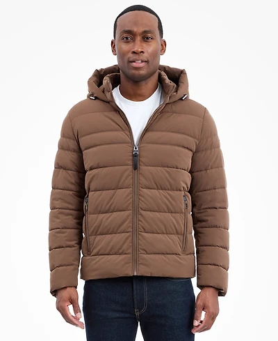 Michael Kors Men's Dressy Hooded Stretch Packable Jacket