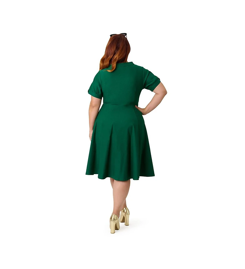 Unique Vintage Plus 1950s Contrast Button Swing Dress