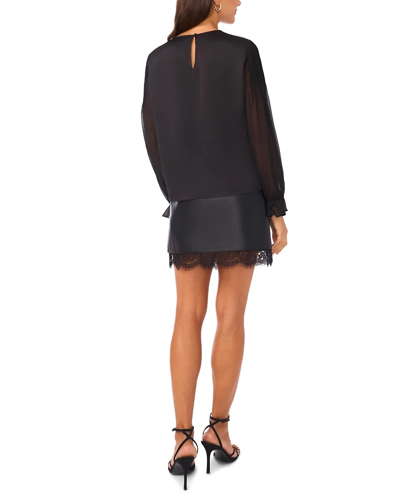 Vince Camuto Women's Long Sleeve Front Lace Top