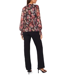Vince Camuto Women's Long Sleeve V-Neck Shirred Cuffs Top