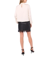 Vince Camuto Women's Mock Neck Front Keyhole Top