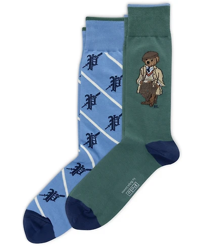 Polo Ralph Lauren Men's 2-Pack Head of the Charles Bear Dress Socks