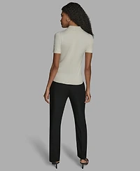 Bcbg Women's Short Sleeve Collared Neck Top