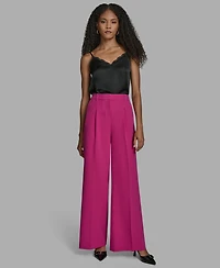 Bcbg Women's Pleated High Rise Wide Leg Pants