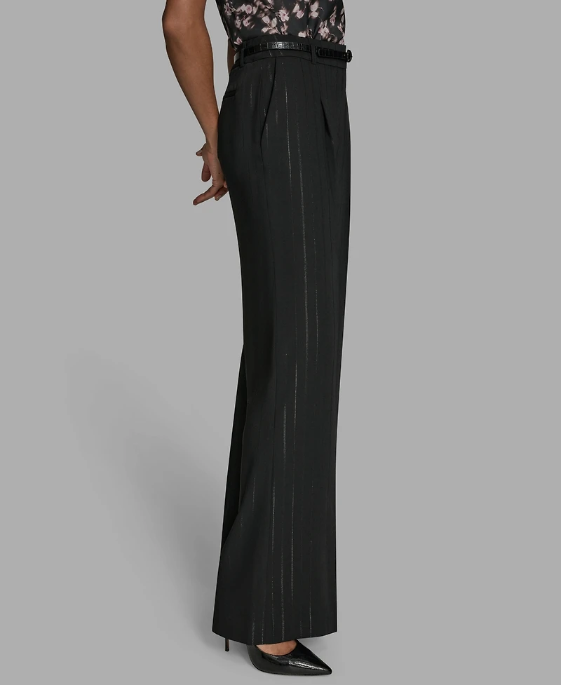 Bcbg Women's Pinstripe High Rise Wide Leg Pants