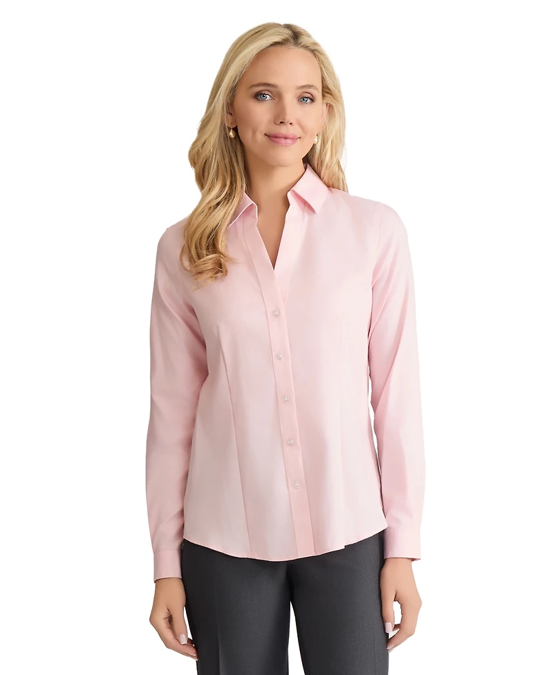 Jones New York Women's Easy Care Button Up Long Sleeve Blouse
