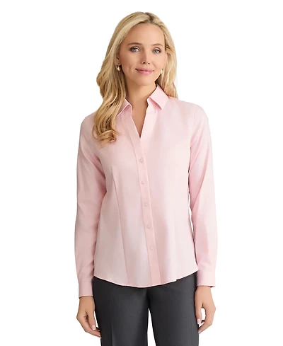Jones New York Women's Easy Care Button Up Long Sleeve Blouse