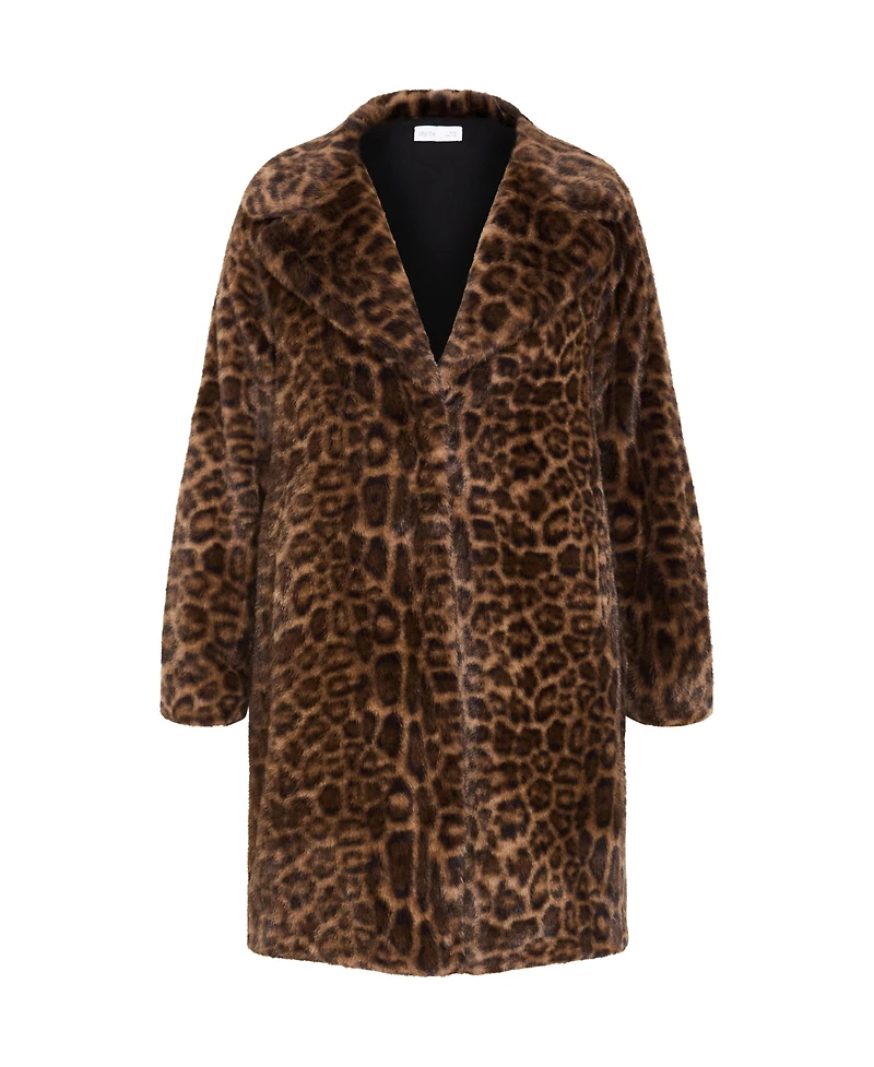 City Chic Plus Remi Leopard Faux Fur Coat