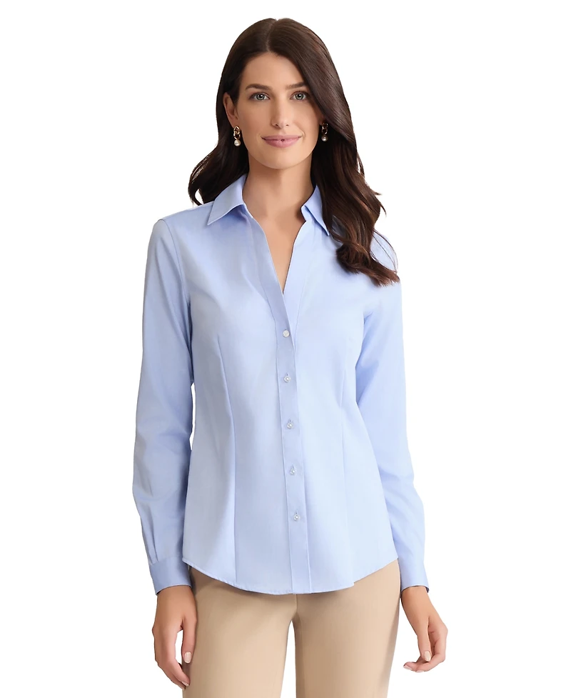 Jones New York Women's Easy Care Button Up Long Sleeve Blouse