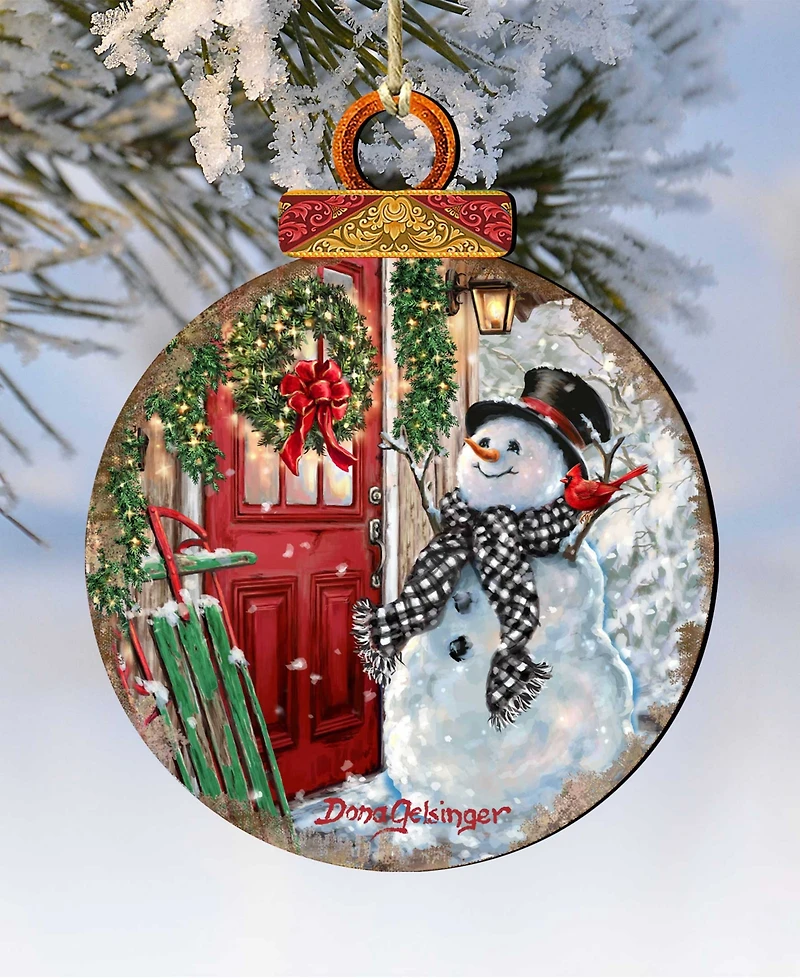 Designocracy Winter Arrival Snowman Holiday Ornament
