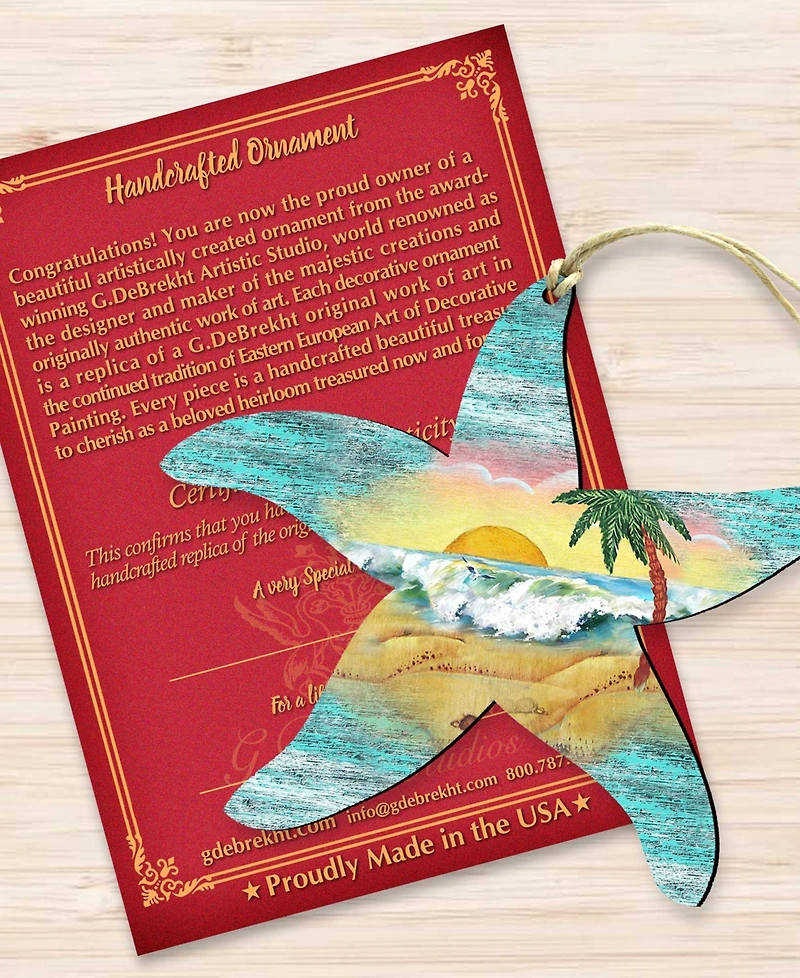 Designocracy Starfish Scenic Wood Christmas Ornament