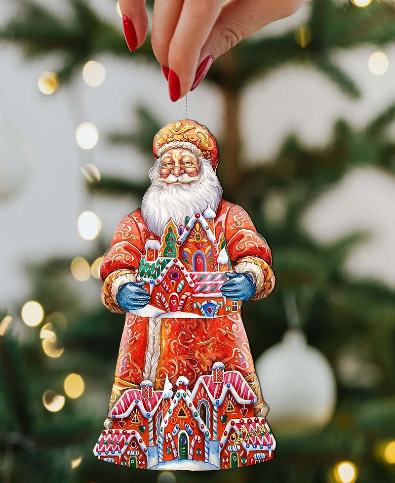Designocracy Santa's Gingerbread House Wood Ornament