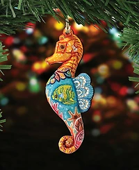 Designocracy Seahorse Wooden Christmas Ornament