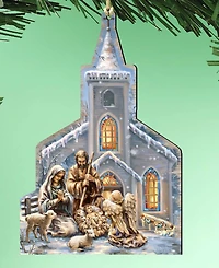 Designocracy Nativity At the Chapel Wooden Ornament