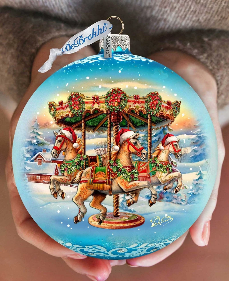 G. Debrekht Winter Carousel Le Glass Christmas Ornament