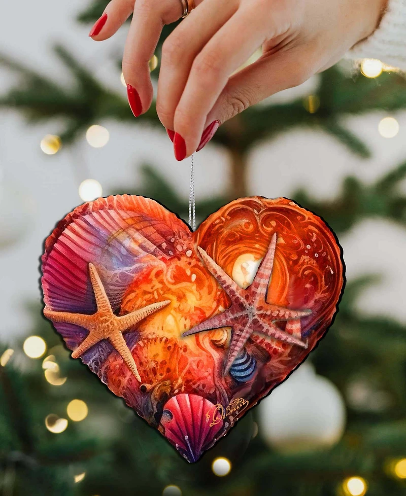 Designocracy Heart Christmas Wooden Ornament