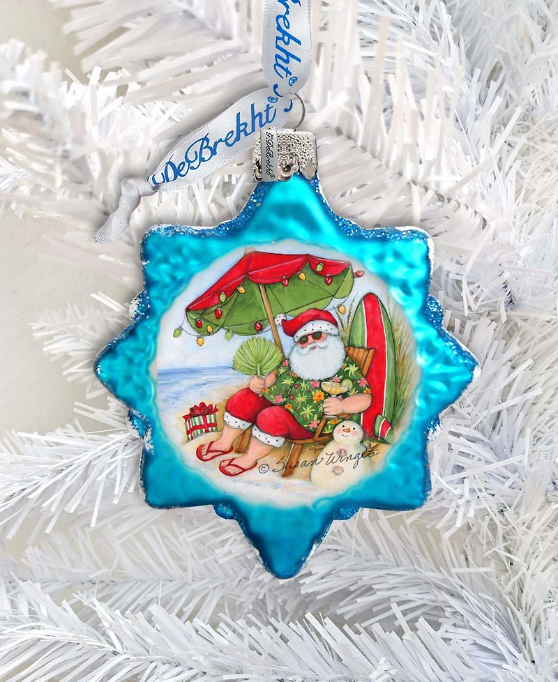 Designocracy Santa on Beach Glass Ornaments S. Winget