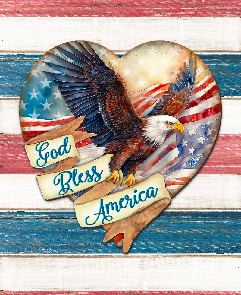 Designocracy God Bless America Patriotic Eagle Decor