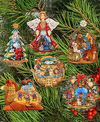 Designocracy Nativity Wooden Clip-on Ornaments, Set of 6