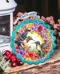 G.Debrekht Hummingbirds Wreath Glass Christmas Ornament